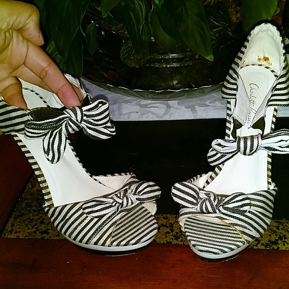 Black and White striped heels